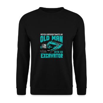 Lustiger Bagger Spruch für Baggerfahrer - Unisex Pullover - Schwarz - Vorne - Alina (178cm) & Michal (187cm)