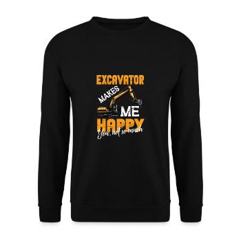 Lustiger Bagger Spruch für Baggerfahrer - Unisex Pullover - Schwarz - Vorne - Alina (178cm) & Michal (187cm)