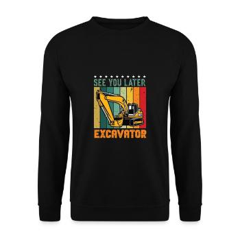 Lustiger Bagger Spruch für Baggerfahrer - Unisex Pullover - Schwarz - Vorne - Alina (178cm) & Michal (187cm)