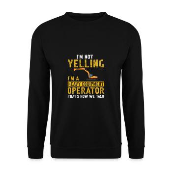 Lustiger Bagger Spruch für Baggerfahrer - Unisex Pullover - Schwarz - Vorne - Alina (178cm) & Michal (187cm)