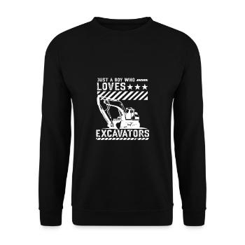 Lustiger Bagger Spruch für Baggerfahrer - Unisex Pullover - Schwarz - Vorne - Alina (178cm) & Michal (187cm)