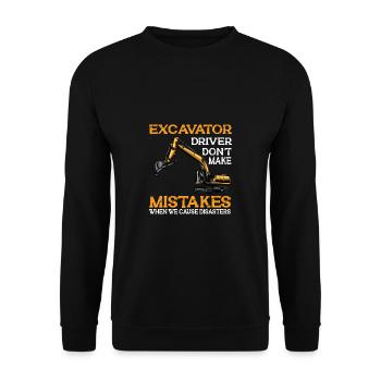 Lustiger Bagger Spruch für Baggerfahrer - Unisex Pullover - Schwarz - Vorne - Alina (178cm) & Michal (187cm)