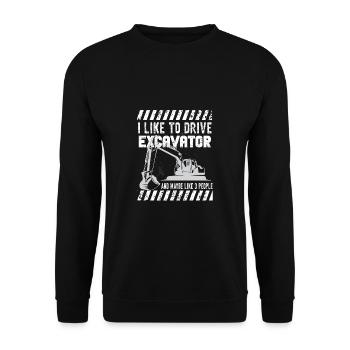 Lustiger Bagger Spruch für Baggerfahrer - Unisex Pullover - Schwarz - Vorne - Alina (178cm) & Michal (187cm)