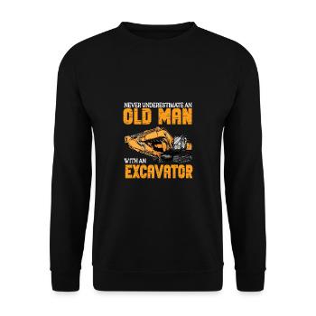 Lustiger Bagger Spruch für Baggerfahrer - Unisex Pullover - Schwarz - Vorne - Alina (178cm) & Michal (187cm)