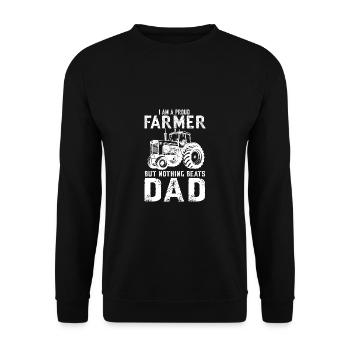 Lustiger Landwirt Spruch mit Traktor - Unisex Pullover - Schwarz - Vorne - Alina (178cm) & Michal (187cm)