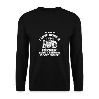 Lustiger Landwirt Spruch mit Traktor - Unisex Pullover - Schwarz - Vorne - Alina (178cm) & Michal (187cm)