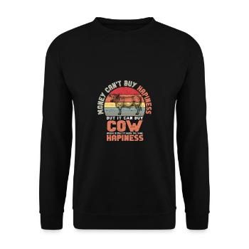 Lustiger Landwirt Spruch mit Traktor - Unisex Pullover - Schwarz - Vorne - Alina (178cm) & Michal (187cm)