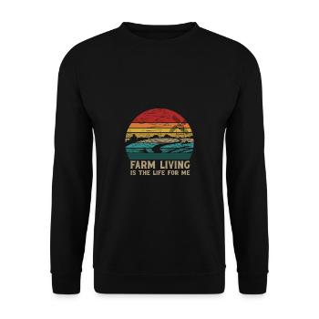Lustiger Landwirt Spruch mit Traktor - Unisex Pullover - Schwarz - Vorne - Alina (178cm) & Michal (187cm)