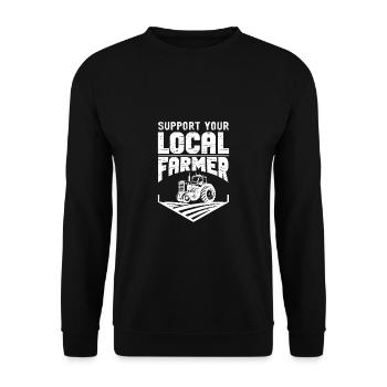Lustiger Landwirt Spruch mit Traktor - Unisex Pullover - Schwarz - Vorne - Alina (178cm) & Michal (187cm)