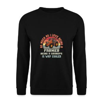 Lustiger Landwirt Spruch mit Traktor - Unisex Pullover - Schwarz - Vorne - Alina (178cm) & Michal (187cm)