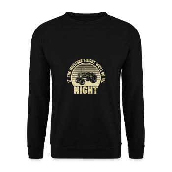 Lustiger Landwirt Spruch mit Traktor - Unisex Pullover - Schwarz - Vorne - Alina (178cm) & Michal (187cm)