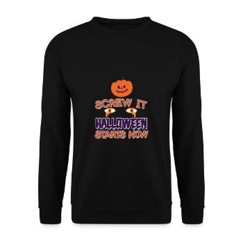Grusel Halloweenspruch Spruch Halloween - Unisex Pullover - Schwarz - Vorne - Alina (178cm) & Michal (187cm)
