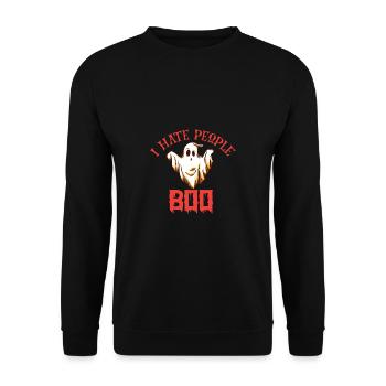 Grusel Halloweenspruch Spruch Halloween - Unisex Pullover - Schwarz - Vorne - Alina (178cm) & Michal (187cm)