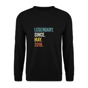 5 Years Old Legendary Since May 2018 5th Birthday - Unisex Sweatshirt - black - Front - Alina (178cm) & Michal (187cm)