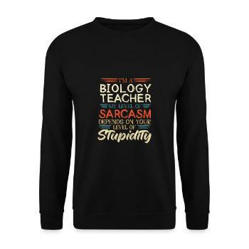 Biologie Lehrer Motiv Naturwissenschaft - Unisex Pullover - Schwarz - Vorne - Alina (178cm) & Michal (187cm)