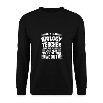 Biologie Lehrer Motiv Naturwissenschaft - Unisex Pullover - Schwarz - Vorne - Alina (178cm) & Michal (187cm)