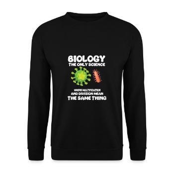 Biologie Lehrer Motiv Naturwissenschaft - Unisex Pullover - Schwarz - Vorne - Alina (178cm) & Michal (187cm)
