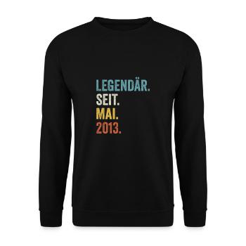 10. Geburtstag 10 Jahre Legendär Seit Mai 2013 - Unisex Pullover - Schwarz - Vorne - Alina (178cm) & Michal (187cm)