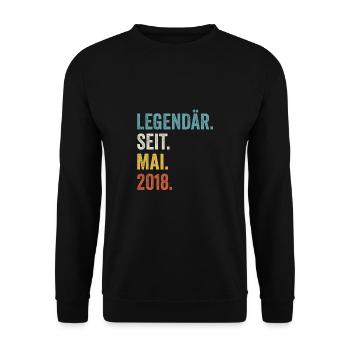 5. Geburtstag 5 Jahre Legendär Seit Mai 2018 - Unisex Pullover - Schwarz - Vorne - Alina (178cm) & Michal (187cm)