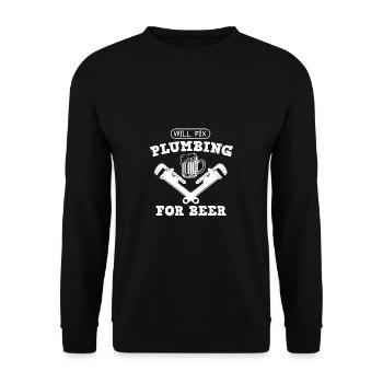 Handwerker Installateur Spruch Klempner - Unisex Pullover - Schwarz - Vorne - Alina (178cm) & Michal (187cm)