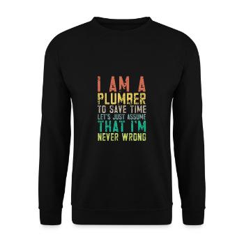 Handwerker Installateur Spruch Klempner - Unisex Pullover - Schwarz - Vorne - Alina (178cm) & Michal (187cm)