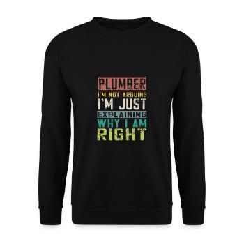 Handwerker Installateur Spruch Klempner - Unisex Pullover - Schwarz - Vorne - Alina (178cm) & Michal (187cm)