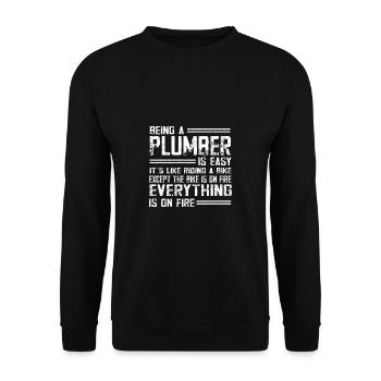 Handwerker Installateur Spruch Klempner - Unisex Pullover - Schwarz - Vorne - Alina (178cm) & Michal (187cm)