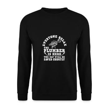 Handwerker Installateur Spruch Klempner - Unisex Pullover - Schwarz - Vorne - Alina (178cm) & Michal (187cm)
