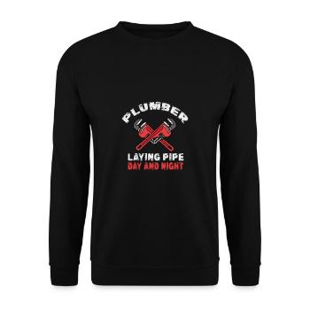 Handwerker Installateur Spruch Klempner - Unisex Pullover - Schwarz - Vorne - Alina (178cm) & Michal (187cm)