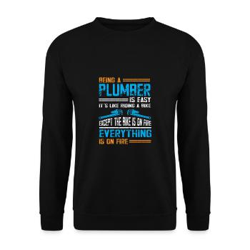 Handwerker Installateur Spruch Klempner - Unisex Pullover - Schwarz - Vorne - Alina (178cm) & Michal (187cm)