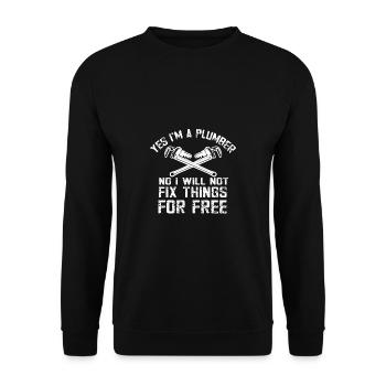 Handwerker Installateur Spruch Klempner - Unisex Pullover - Schwarz - Vorne - Alina (178cm) & Michal (187cm)