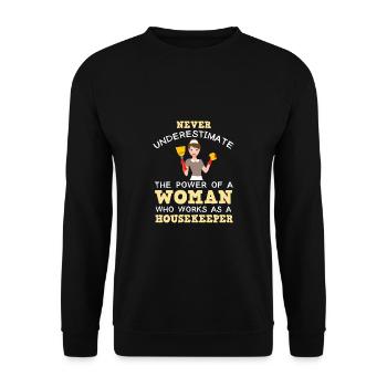 Putzfrau Spruch Reinigungskraft Putzfee - Unisex Pullover - Schwarz - Vorne - Alina (178cm) & Michal (187cm)