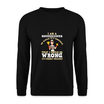 Putzfrau Spruch Reinigungskraft Putzfee - Unisex Pullover - Schwarz - Vorne - Alina (178cm) & Michal (187cm)