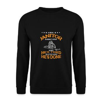 Putzfrau Spruch Reinigungskraft Putzfee - Unisex Pullover - Schwarz - Vorne - Alina (178cm) & Michal (187cm)