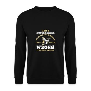 Putzfrau Spruch Reinigungskraft Putzfee - Unisex Pullover - Schwarz - Vorne - Alina (178cm) & Michal (187cm)