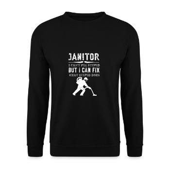 Putzfrau Spruch Reinigungskraft Putzfee - Unisex Pullover - Schwarz - Vorne - Alina (178cm) & Michal (187cm)