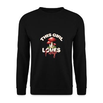 Pilzsammler Pilz Motiv für Pilzsucher - Unisex Pullover - Schwarz - Vorne - Alina (178cm) & Michal (187cm)