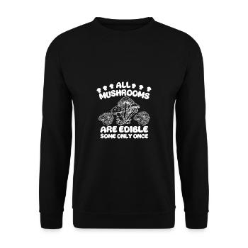 Pilzsammler Pilz Motiv für Pilzsucher - Unisex Pullover - Schwarz - Vorne - Alina (178cm) & Michal (187cm)