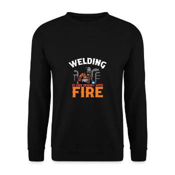 Schweißen Schweißer Spruch Schlosser - Unisex Pullover - Schwarz - Vorne - Alina (178cm) & Michal (187cm)