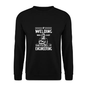 Schweißen Schweißer Spruch Schlosser - Unisex Pullover - Schwarz - Vorne - Alina (178cm) & Michal (187cm)