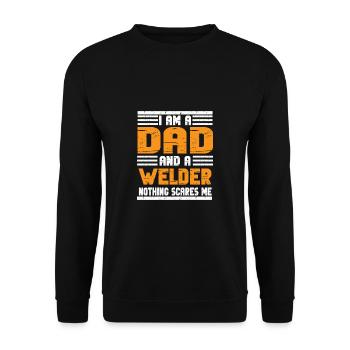 Schweißen Schweißer Spruch Schlosser - Unisex Pullover - Schwarz - Vorne - Alina (178cm) & Michal (187cm)