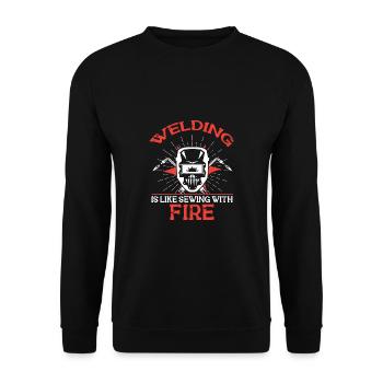 Schweißen Schweißer Spruch Schlosser - Unisex Pullover - Schwarz - Vorne - Alina (178cm) & Michal (187cm)