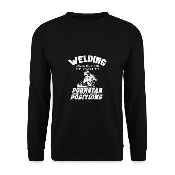 Schweißen Schweißer Spruch Schlosser - Unisex Pullover - Schwarz - Vorne - Alina (178cm) & Michal (187cm)