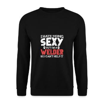Schweißen Schweißer Spruch Schlosser - Unisex Pullover - Schwarz - Vorne - Alina (178cm) & Michal (187cm)