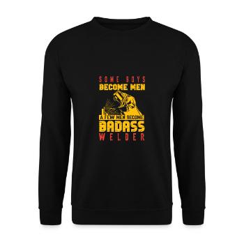 Schweißen Schweißer Spruch Schlosser - Unisex Pullover - Schwarz - Vorne - Alina (178cm) & Michal (187cm)