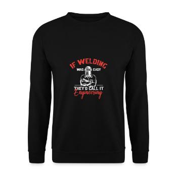 Schweißen Schweißer Spruch Schlosser - Unisex Pullover - Schwarz - Vorne - Alina (178cm) & Michal (187cm)