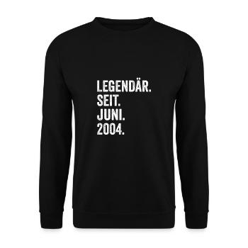 19. Geburtstag 19 Jahre Legendär Seit Juni 2004 - Unisex Pullover - Schwarz - Vorne - Alina (178cm) & Michal (187cm)