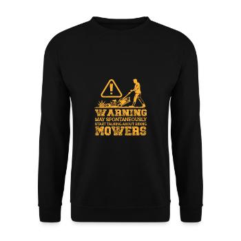 Rasenmäh Motiv I Rasenmäher für Gärtner - Unisex Pullover - Schwarz - Vorne - Alina (178cm) & Michal (187cm)