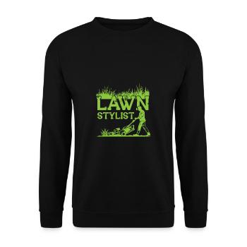 Rasenmäh Motiv I Rasenmäher für Gärtner - Unisex Pullover - Schwarz - Vorne - Alina (178cm) & Michal (187cm)