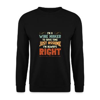 Winzer Wein Spruch für Weinliebhaber - Unisex Pullover - Schwarz - Vorne - Alina (178cm) & Michal (187cm)